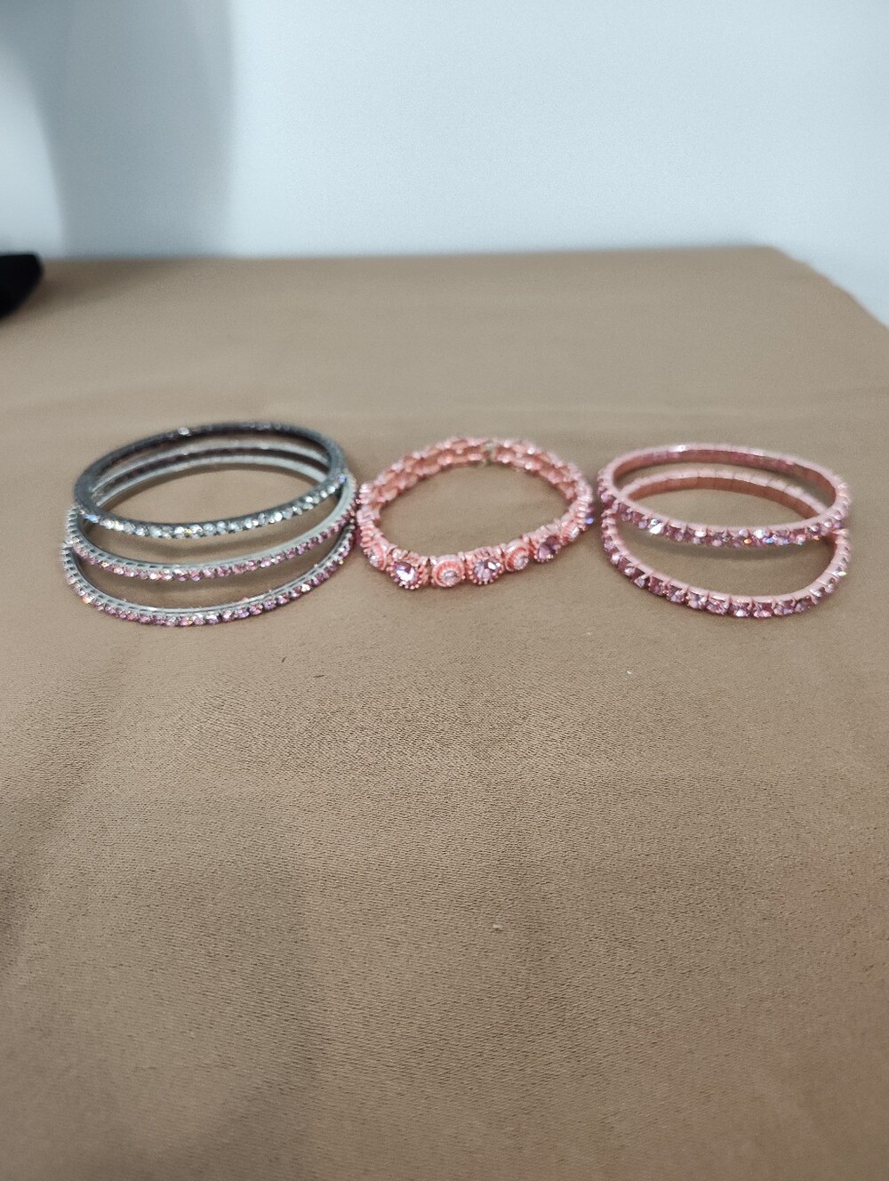 Elegant Pink and Silver Crystal Bangle Set Of 6- Women Jewelry